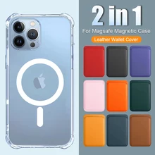 For Magsafe Magnetic Wireless Charging Case For iPhone 12 13 11 Pro Max Mini Magnetic Leather Wallet