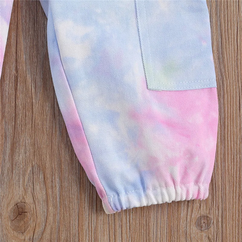 

Autumn Kids Clothes Set Toddler Girls Outfit Off Shoulder Long Sleeve Top+Tie Dye/Camo Printed Pocket Pants Clothing Set 2020