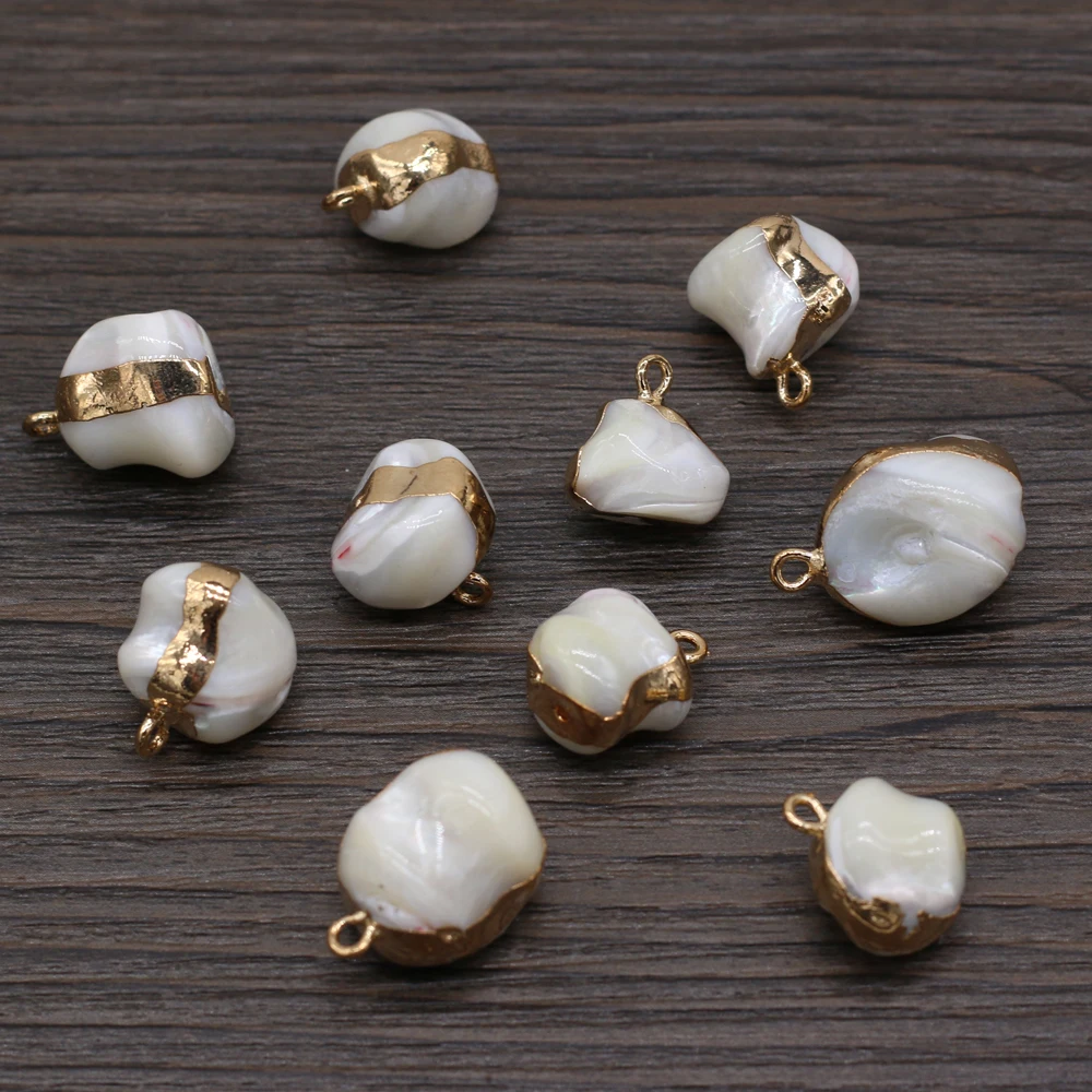 

5Pcs New Style Natural Shell Mini Pendant Irregular Dilded For Jewelry Making DIY Necklace Bracelet Anklet Accessory