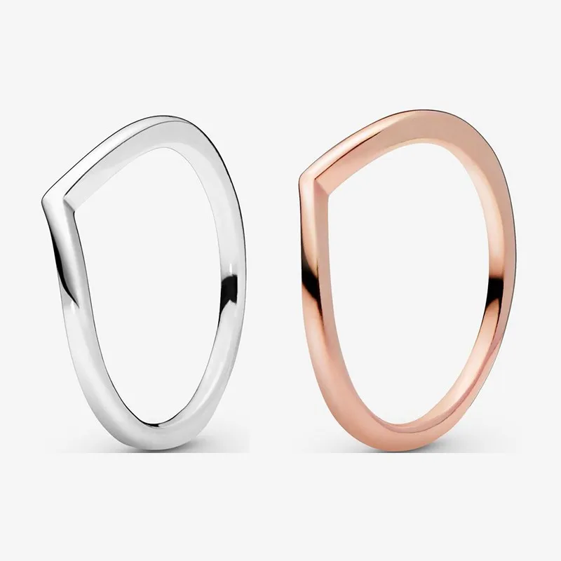 

Authentic 925 Sterling Silver Polished Wishing Bone Laminated Ring Is Suitable For Women's Engagement Jewelry Anniversary