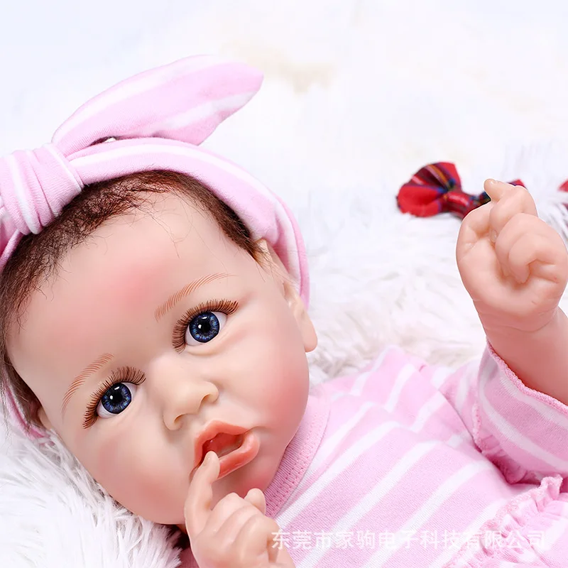 

Cute Reborn Baby Doll Realistic Saskia Newborn Babe Doll Soft Full Vinyl Silicone Body Birthday Christmas Gifts