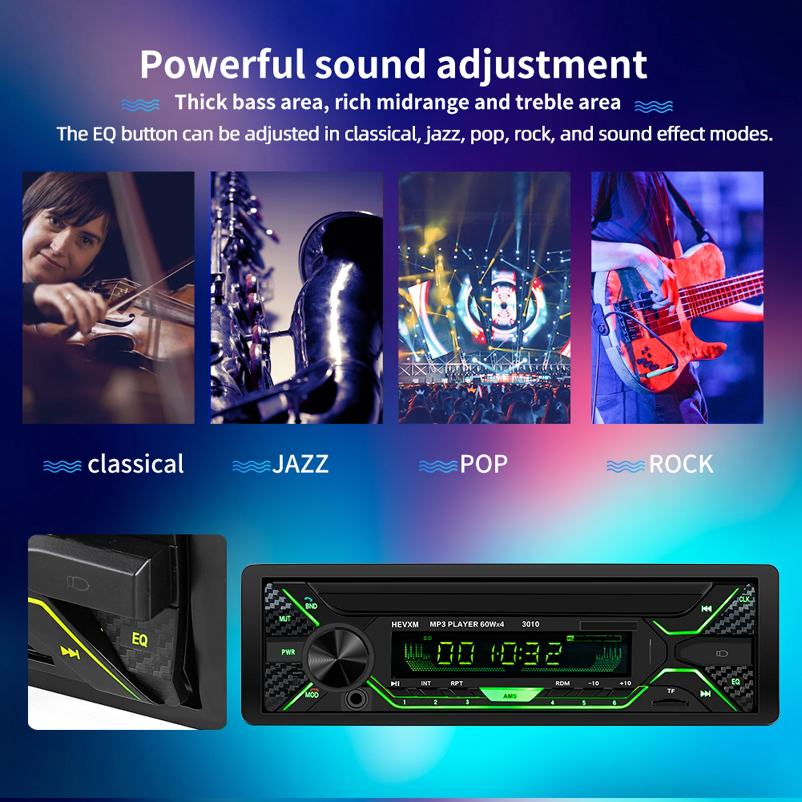 Автомагнитола 7 цветов цифровой HD ЖК-дисплей автомобильный BT стерео MP3-плеер с USB