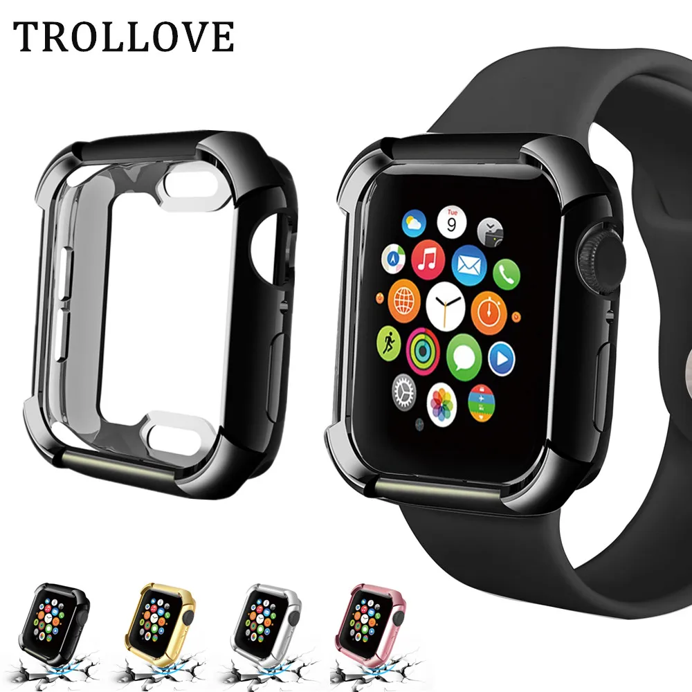 Бронированный бампер для Apple Watch 40 мм 44 мм, мягкий чехол из ТПУ с покрытием для iWatch, ремешок серии 4, защита от падения Чехол