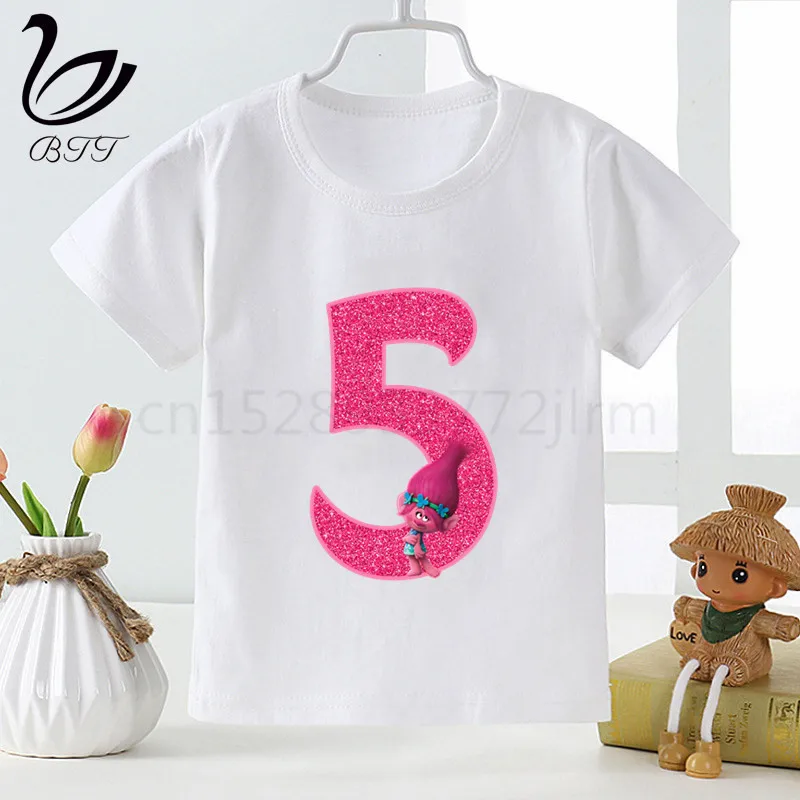 Детская футболка с изображением цифр и троллей на день рождения|Тройники| |