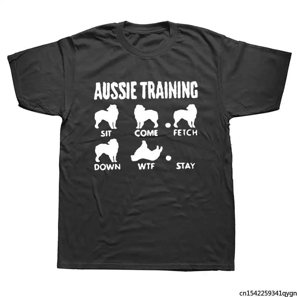 

Aussie Training Australian Shepherd Tricks T-Shirt Men Clothing Short Sleeve Funny T Shirt Graphic Harajuku Hip Hop