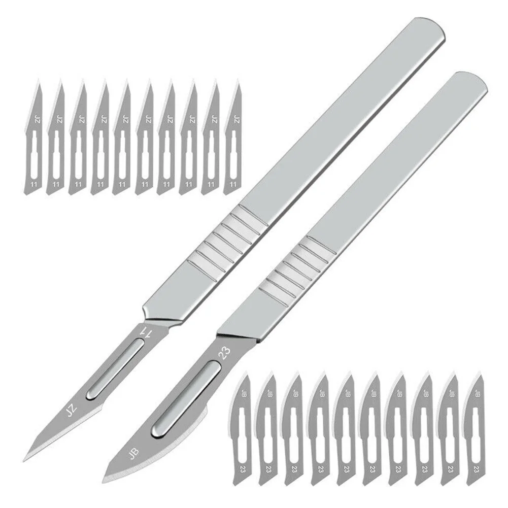 

11pcs Stainless Steel Carving Metal Scalpel Blades #10 12 15 20 22 24 Medical Handel Scalpel Knives Engraving Knives Blade Craft