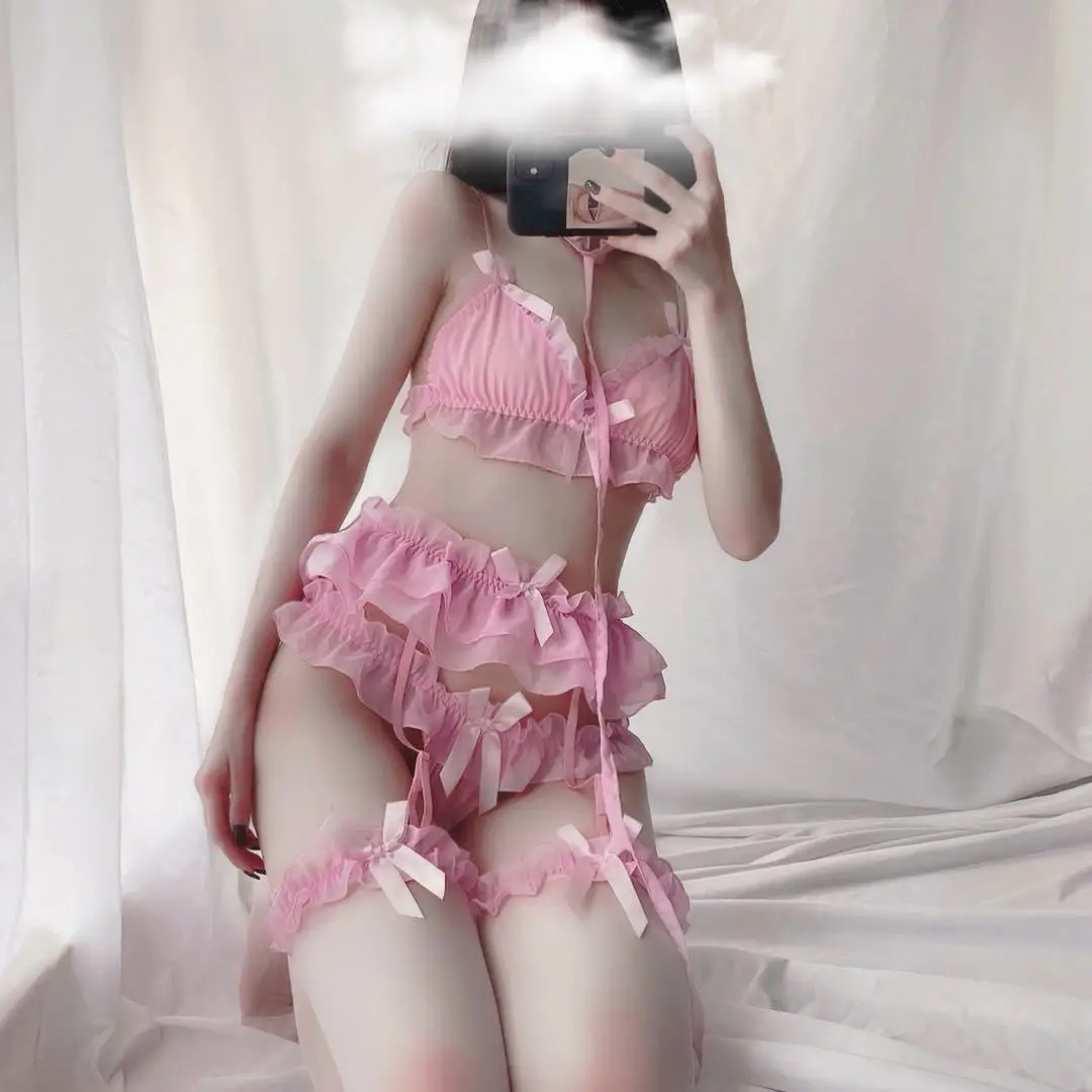 Пижама женская шифоновая в японском стиле Комплект эротического нижнего белья