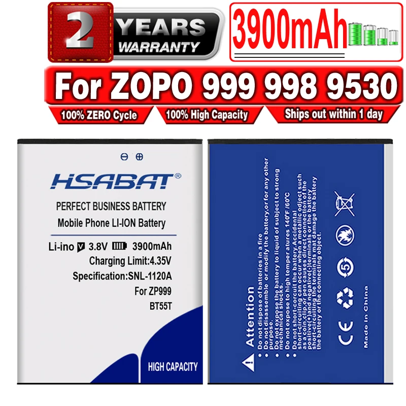 HSABAT Новый 3900mAh BT55T BT55S аккумулятор для мобильного телефона ZOPO 999 998 9530 9520 3X ZP998 ZP999 ZP3X