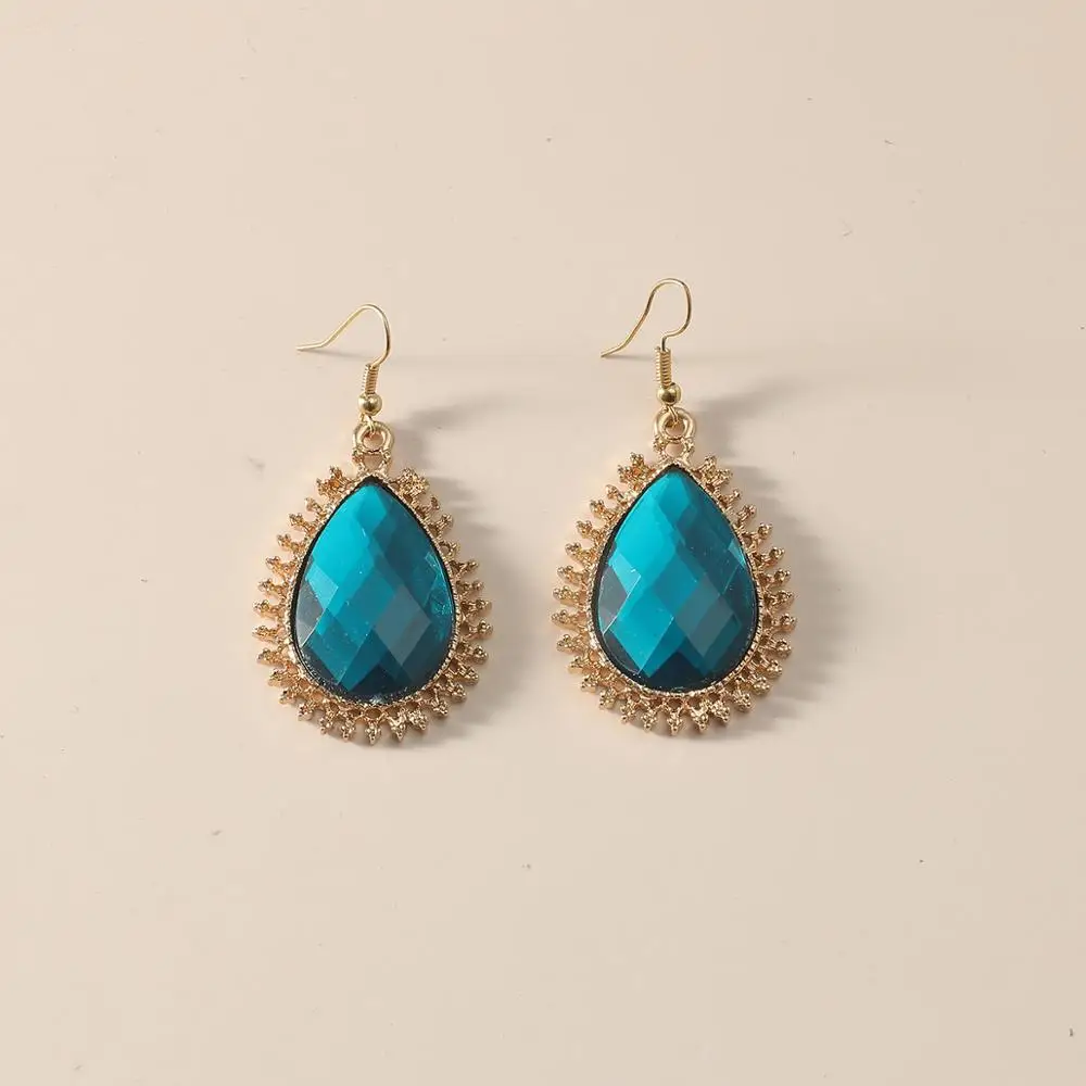 Bohemian Blue Color Carved Earrings Fashion Indian Jewelry Vintage Gypsy Crystal Water Drop for Women | Украшения и аксессуары
