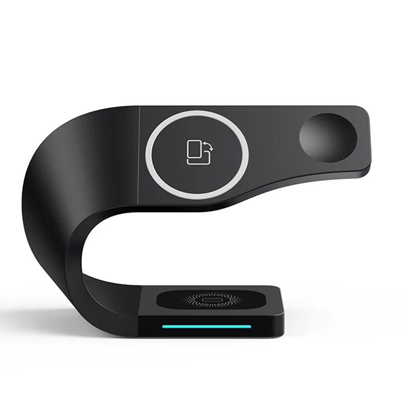 Cargador inal&aacute;mbrico 3 en 1, soporte de carga r&aacute;pida Qi de 15W para iPhone 13, 12, 11 Pro Max, Xr, 8 Plus, Airpods, reloj Xiaomi mi 11, Samsung-5
