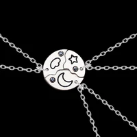 hot selling three girlfriends alloy necklace female student star moon cloud stitching pendant sister clavicle chain choker gift