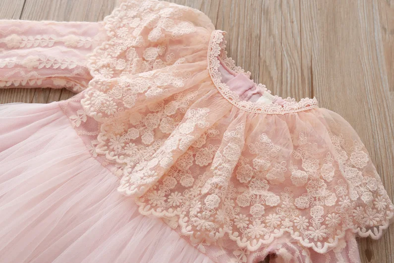 Платье для маленьких девочек кружевное детское рождественское платье с длинными