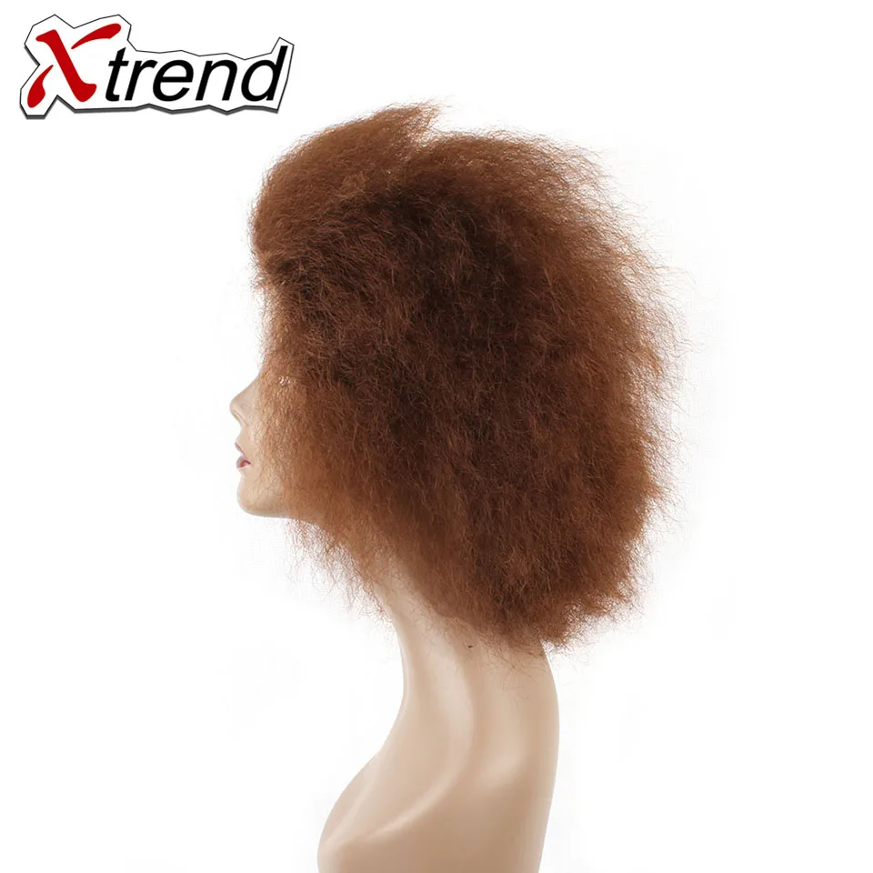Xtrend короткий синтетический афро кудрявый парик для африканских женщин пушистые волосы черный коричневый Регулируемый высокотемпературный волокно