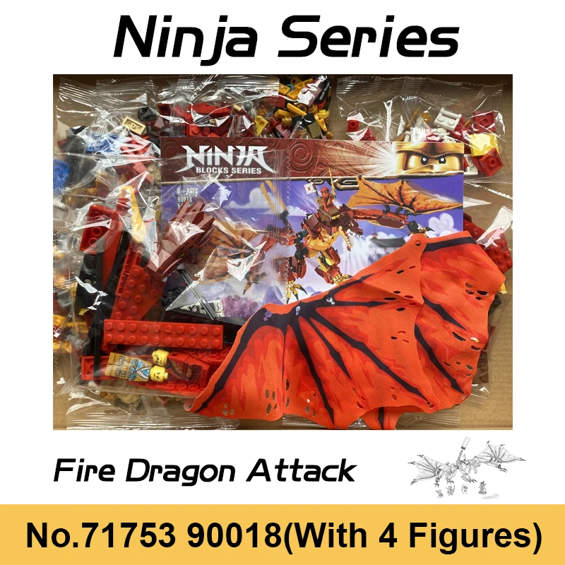 384pcs Ninja Series Overlord Dragon Building Blocks Black Mecha Figures Blue Water Bricks Toys For Boy Gifts | Игрушки и хобби