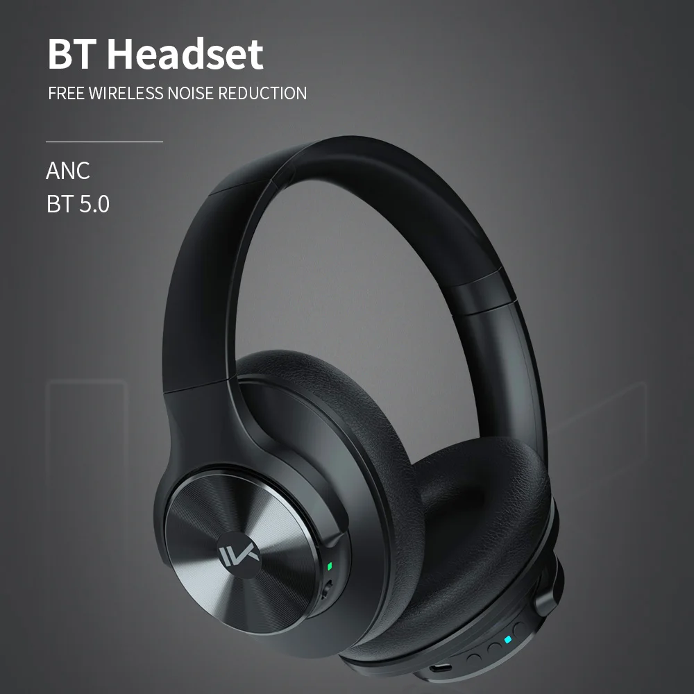

LK AC300 Bluetooth5.0 Headset Wireless Active Noise Reduction Gaming Office Entertainment Headphone ANC Headset Black earphone