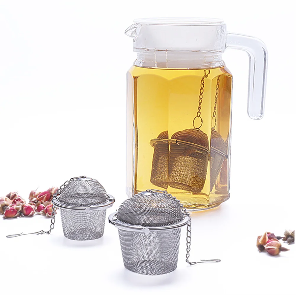 

Сетчатый фильтр для чая из нержавеющей стали, серебристый многоразовый травяной шар, ситечко для чая, специй, чайный чайник, инфузор для спе...