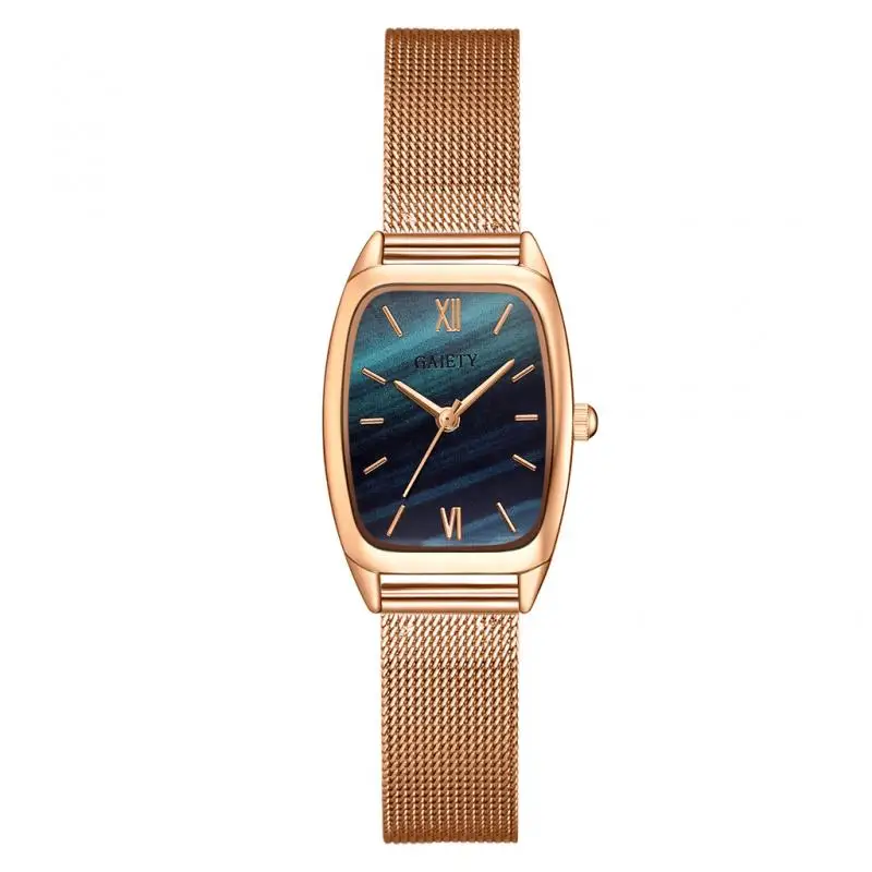 Часы женские повседневные кварцевые с сетчатым браслетом золотого цвета|Женские