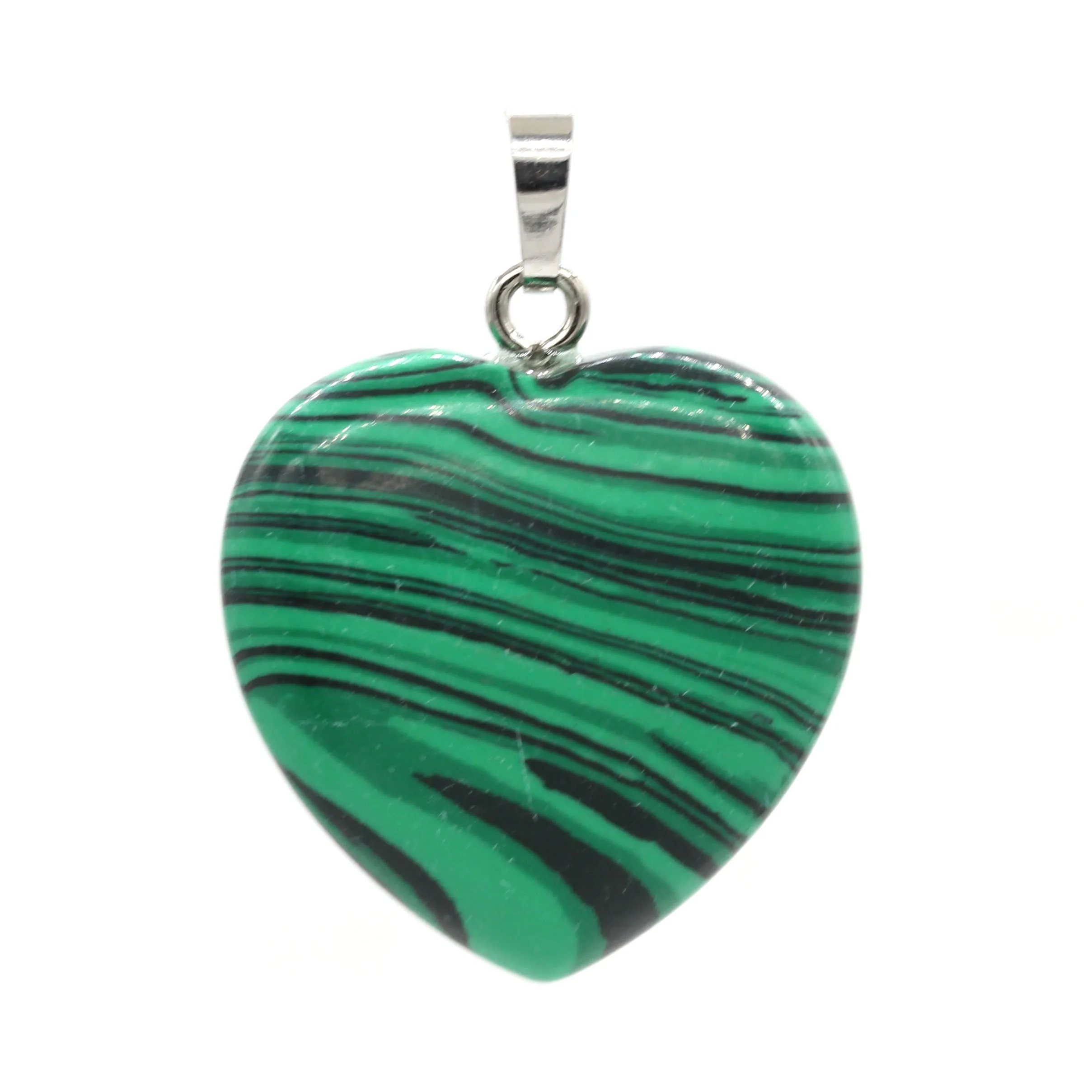 Malachite Stone Крафт-с бусинами посеребренный романтический стиль любовь сердце кварцевый камень кулон на День святого Валентина ювелирные изделия - Окраска металла: Malachite Stone