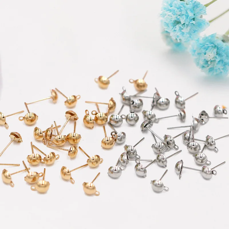 

1000Pcs 4-10mm Color preserving Wave Plate Pins Earring Stud Ball Ear Pins For DIY Jewelry Making Findings Accessories Supplies