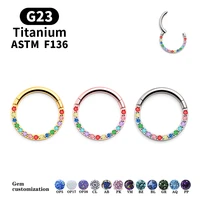 1pc 8 12mm g23 titanium cz opal hinged pitch ring nose ring open small nasal septum cartilage women earring perforated jewelry