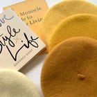 Женский вязаный берет Luna  Dolphin, трикотажная Шапка-бини ярких цветов, 90% шерсть, желтого цвета, Осень-зима