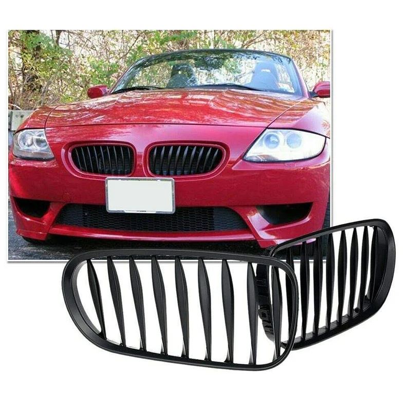 

2 Pcs Matt Black Front Grille Sporty Style Grill for BMW Z4 E85 E86 03-08