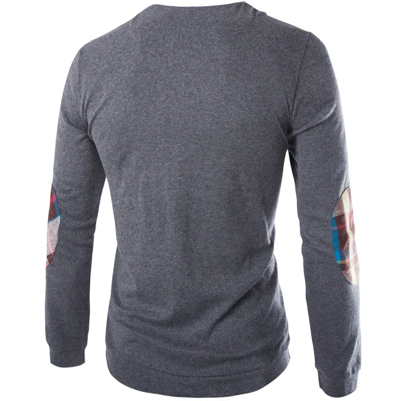 Мужская шерстяная футболка с длинным рукавом Однотонная футболка|Мужские