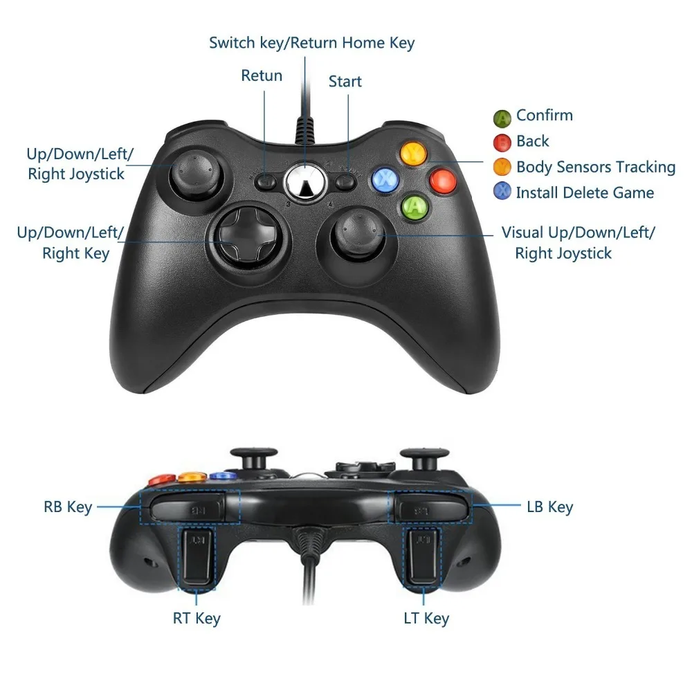 Игровой геймпад для Microsoft xbox 360 контроллер проводной игровой коврик Джойстик ПК