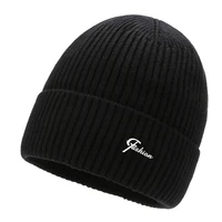 mens winter woolen knitted hat outdoor biking cold proof warm fleece inside hedging cold proof elasticity beanies hat for men