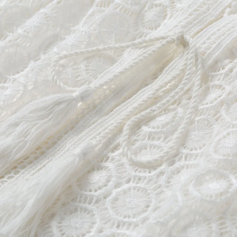 

Summer 2019 fashion beach dress women tunic Tassel white bikini cover up Sexy swimsuit cover-ups female sarong short beach wear