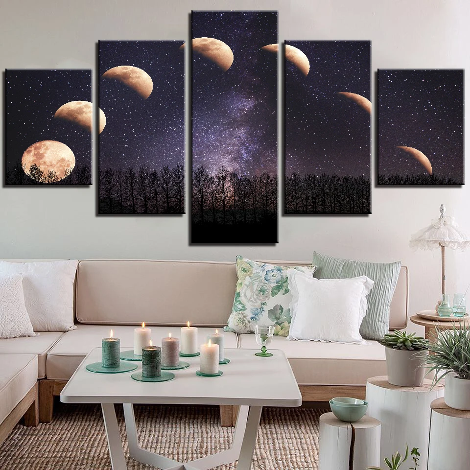 

5 Piece Starry Sky Forest Landscape Diamond Painting Full Square Round Drill Picture Of Rhinoceros Embroidery Cross Stitch Cryst