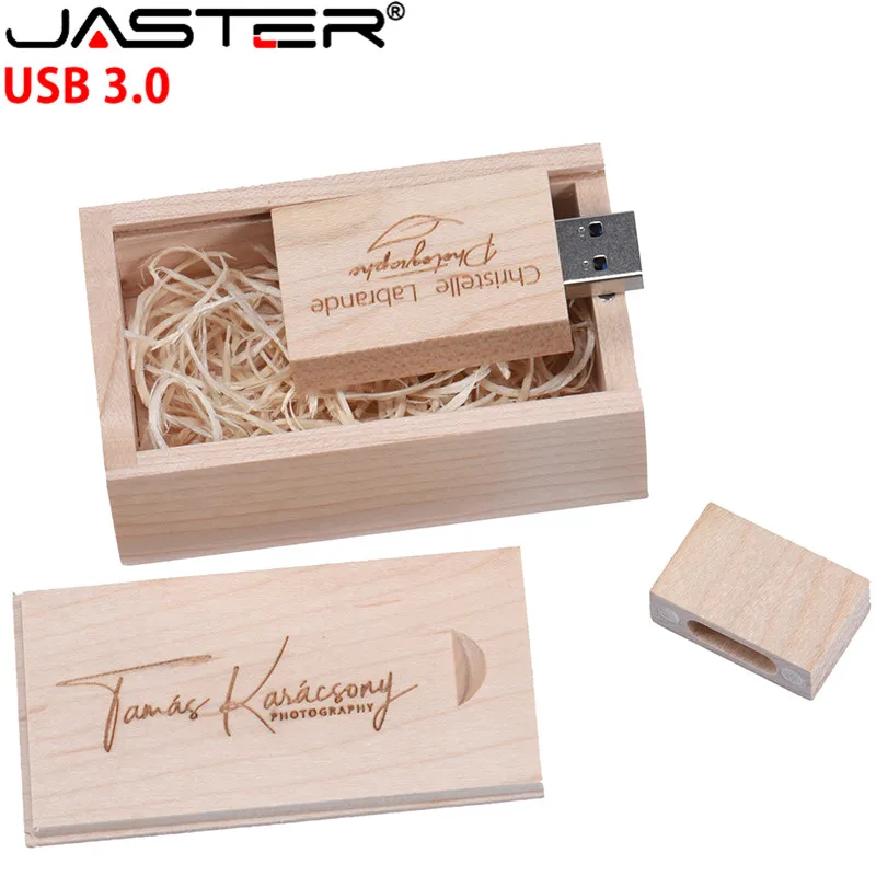 JASTER USB 3 0 клен квадратный деревянный usb + push pull box флеш накопитель 4 ГБ 8 16 32 64 Гб