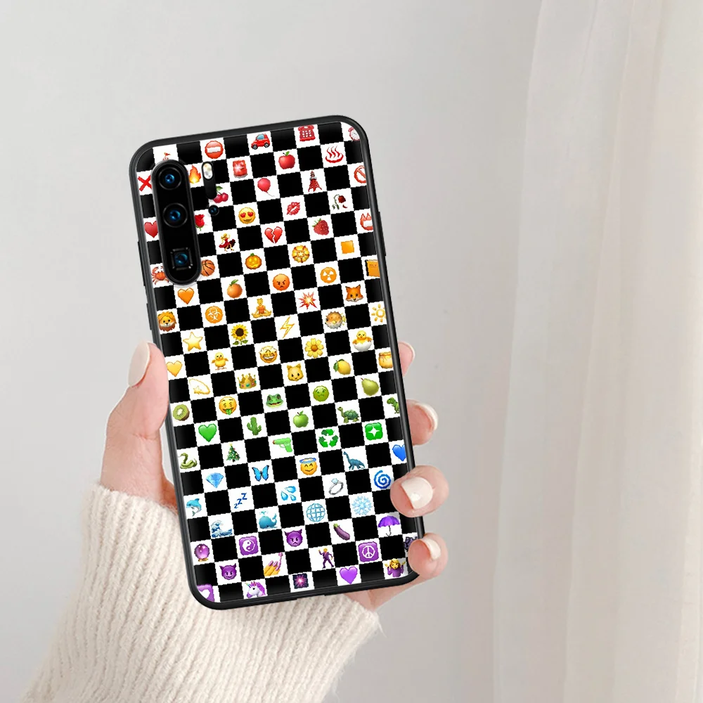 

Checkerboard Plaid Checked Checkered Phone Case For Huawei P Mate Smart 10 20 30 40 Lite Z 2019 Pro black Coque Painting Back