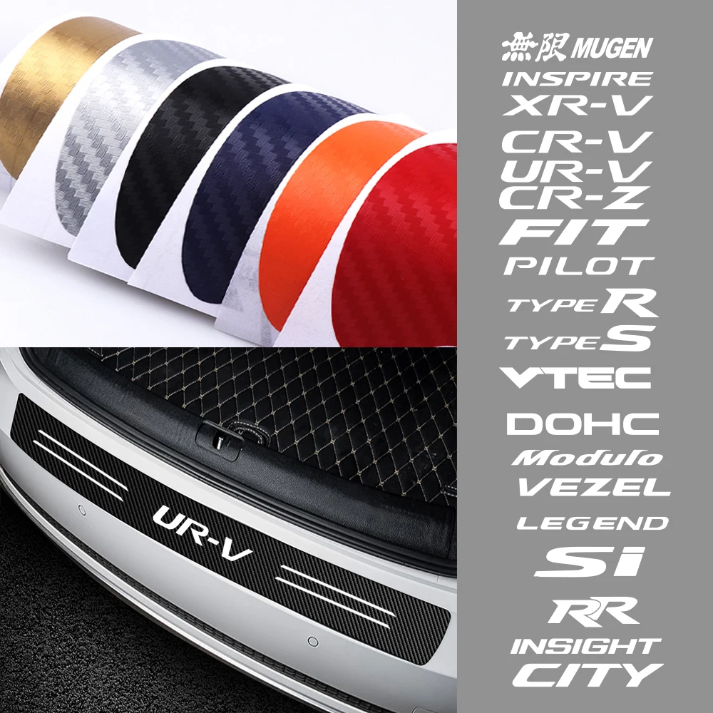 

Car Styling Trunk Scuff Guard Protector Rear Bumper Decor Carbon Fiber Sticker for Honda Civic Typer Mugen City Insight FIT Dohc