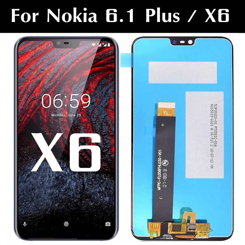 

5.80" LCD For For Nokia 6.1 Plus / X6 TA-1099/1103/1083/1099 LCD Display Touch Screen Assembly Replacement