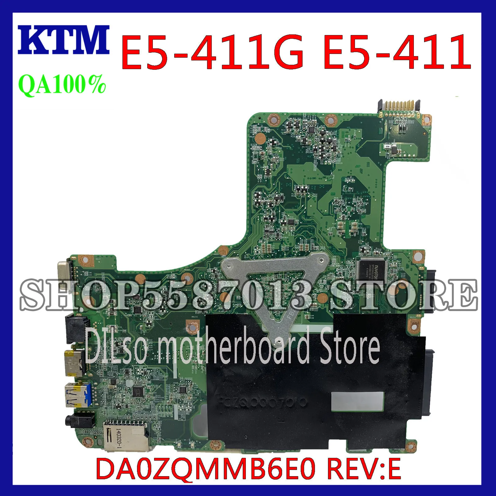 

KEFU DA0ZQMMB6E0 Motherboard ACER aspire E5-411 E5-411G Laptop Motherboard NBMLQ11006 DDR3 100% Tested