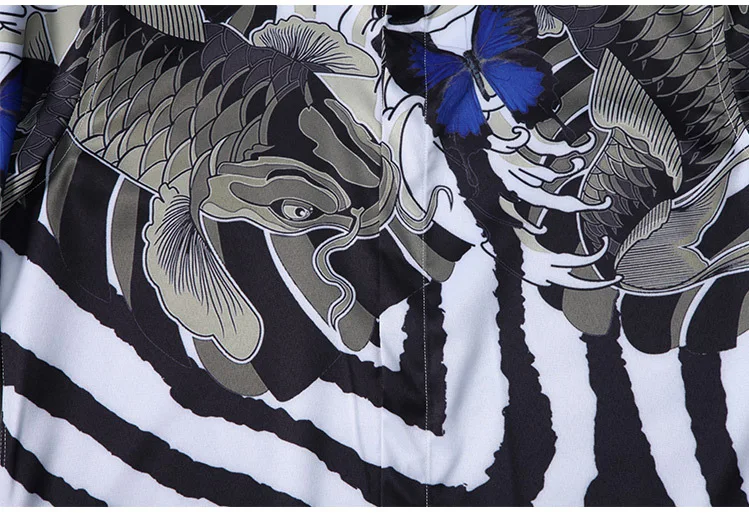 

Mens Shirts Luxury Striped Fish Shaped Printing Metrosexual Mens Dress Shirts Plus Size 4xl Casual Long Sleeve Shirts Man