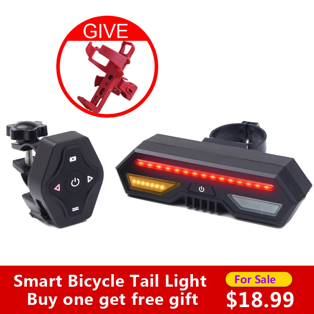 Водонепроницаемый велосипедный задний светильник USB перезаряжаемая умная лампа