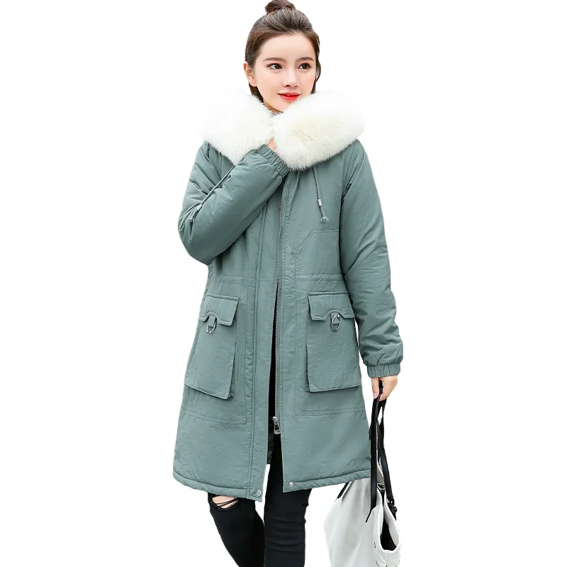 

clothing women's parker cotton-padded jacket winter 2020 hooded warm cotton-padded clothes with collars HF2021