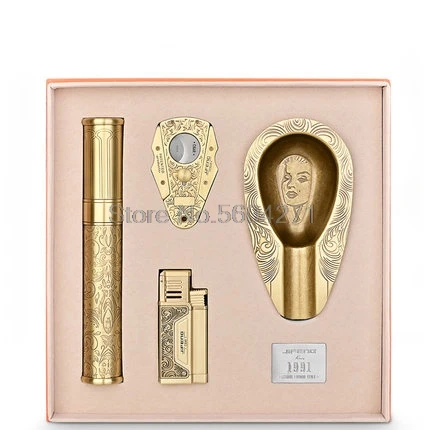 

Cigar Smoking Set Cigar Scissor Lighter Ashtray Cigar Tube Cigar Set