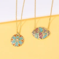 luxury multicolor oval pendant necklaces women tribal round geometric necklace eye crystal necklaces jewelry