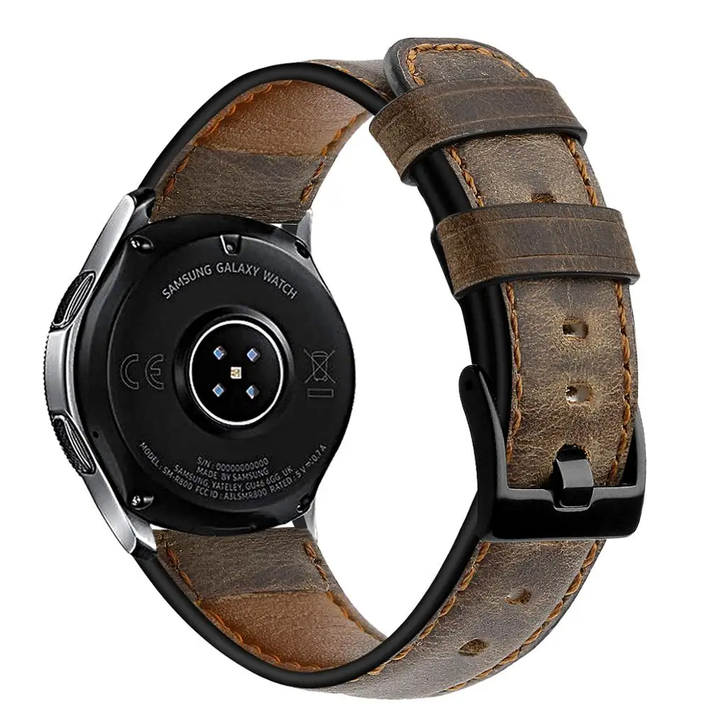 Ремешок из натуральной кожи для samsung Galaxy watch 46 мм ремешок Gear S3 браслет Huawei gt 2 2e Honor