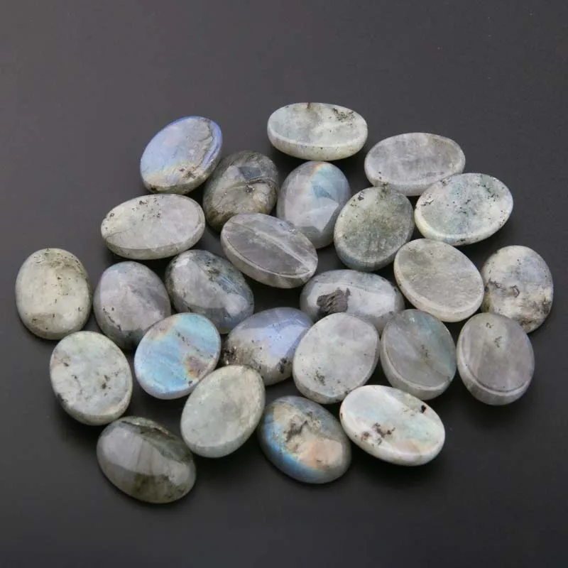 

10pcs Natural Stone Flash Labradorite Cabochon Beads Egg Shape Loose Beads for Jewelry Making DIY Ring Earrings Accessories