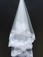 hot seller voile mariage white one layer short bridal veils lace edge bridal bride wedding accessories veil