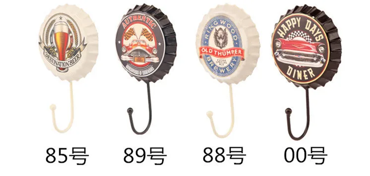 85 89 88 00 (4pcs) Креативный ретро-Утюг, пивная Крышка, крючки для одежды, крючки для одежды, магазины одежды, примерочные комнаты, настенные украшения - Цвет: 85 89 88 00 (4pcs)