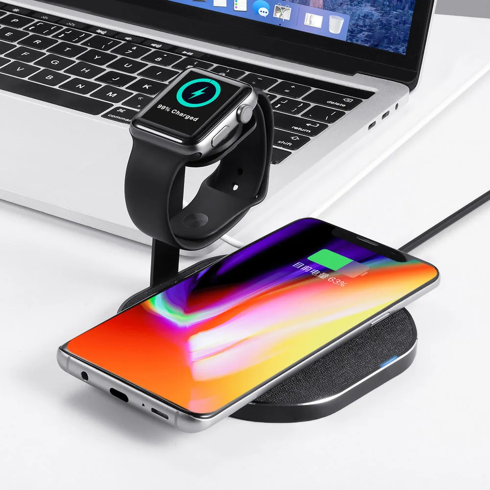2 в 1 Беспроводное Зарядное устройство Док-станция Быстрая Зарядка адаптер для Apple