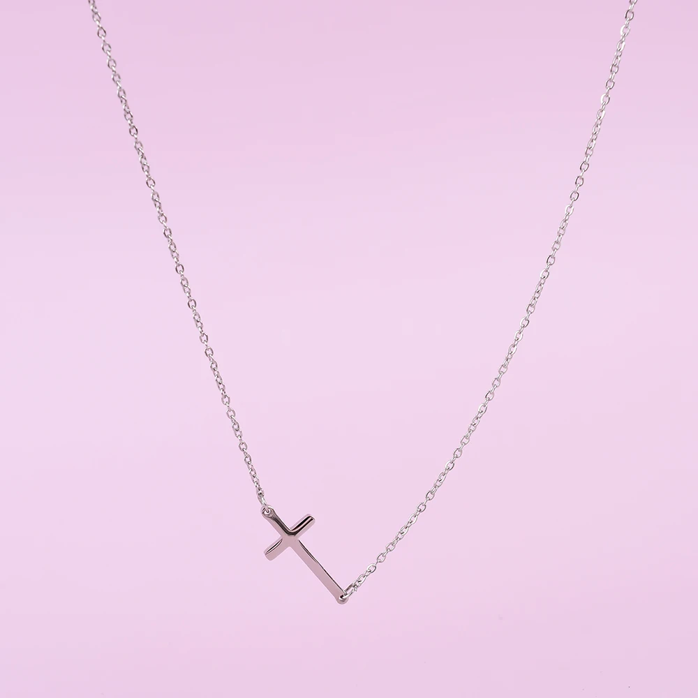Цепочка с подвеской-крестом для женщин и девушек ожерелье из нержавеющей стали