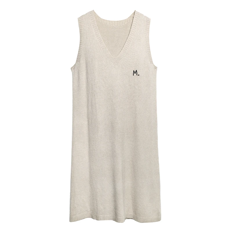 Новинка 2019 повседневное осенне-зимнее вязаное женское платье без рукавов с