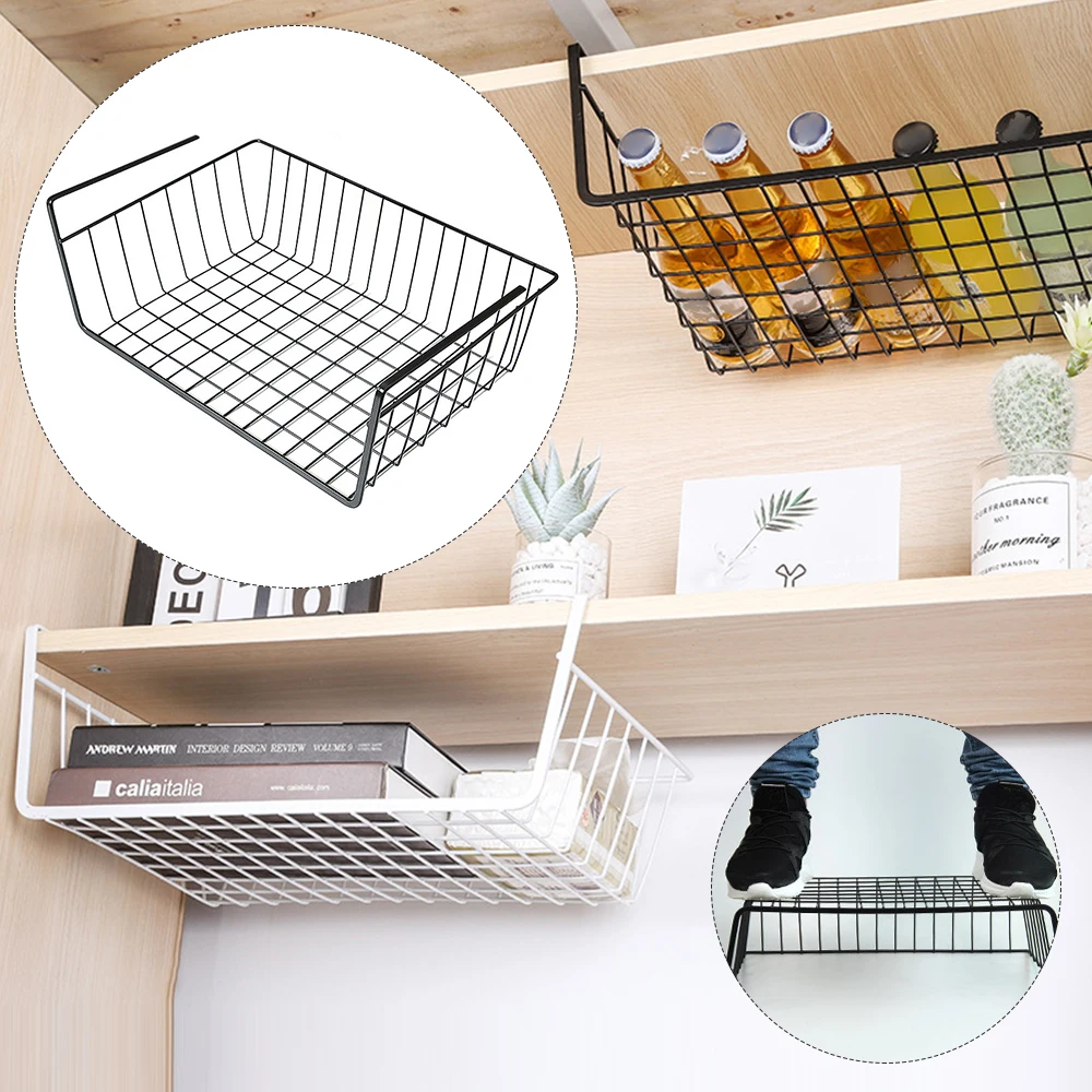 

Hanging Kitchen Iron Storage Shelf Cupboard Desk Hanging Under Shelf Storage Basket Home Organizers Under The Desk Storage Rack