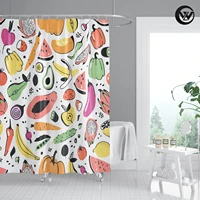 hot sales bathroom curtain 3d cartoon painted fruits vegetables waterproof shower curtain liner polyester